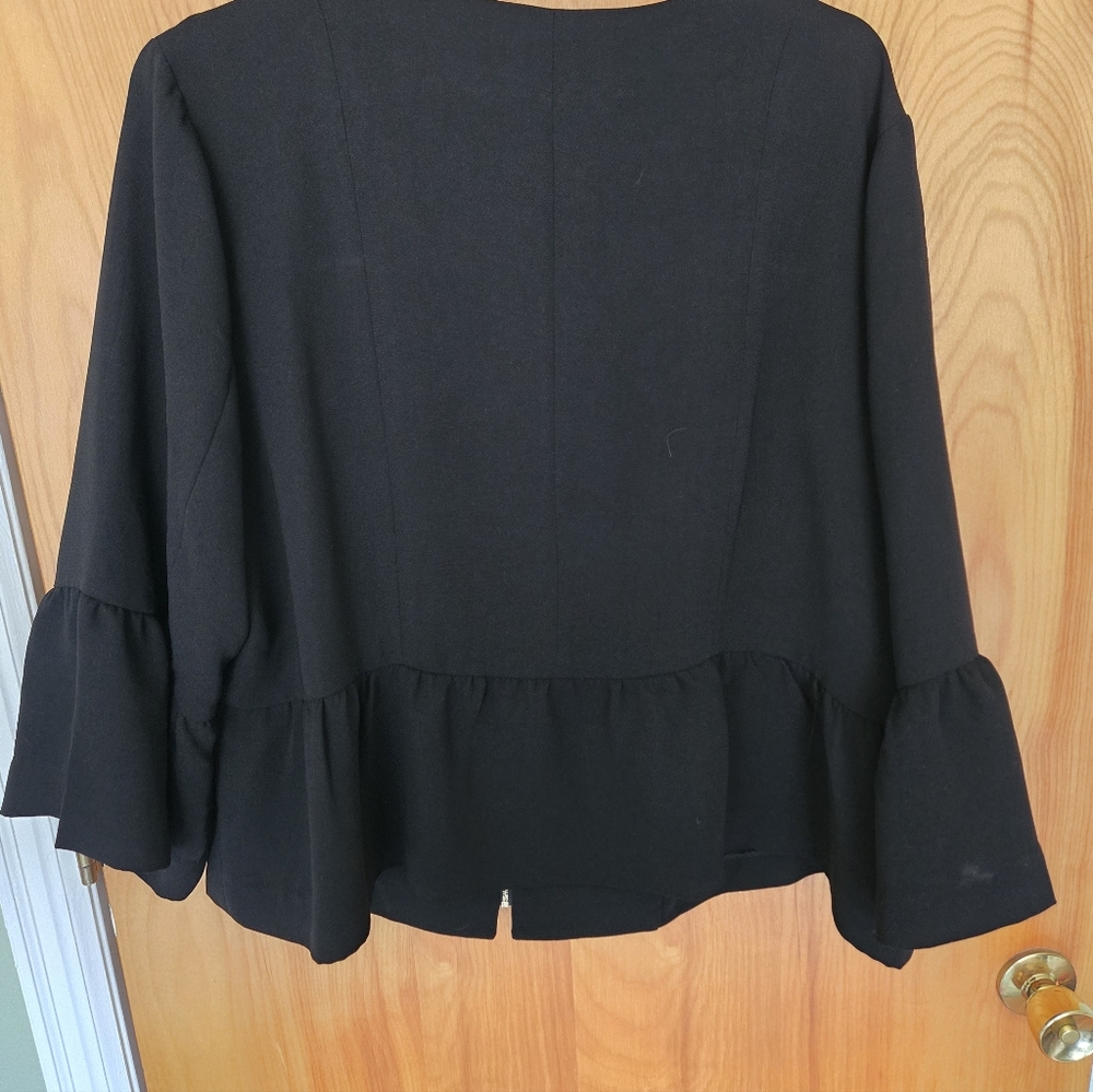 Jessica London Black Ruffle Sleeve Blazer - Picture 4 of 5